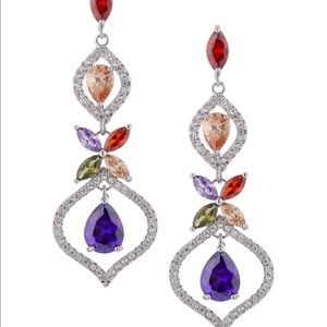 NIB 18K Goldplated & Multicolored Cubic Zirconia Royal Drop Earrings.